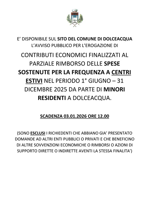 Contributi economici finalizzati al parziale rimborso delle spese sostenute per la frequenza a centri estivi 2025